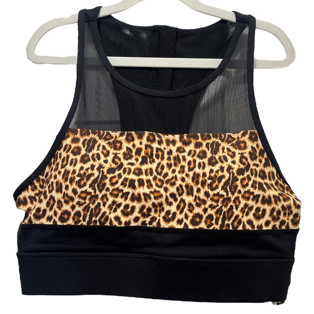 NEW Zyia 1706 Black leopard all star bra Size L NWT